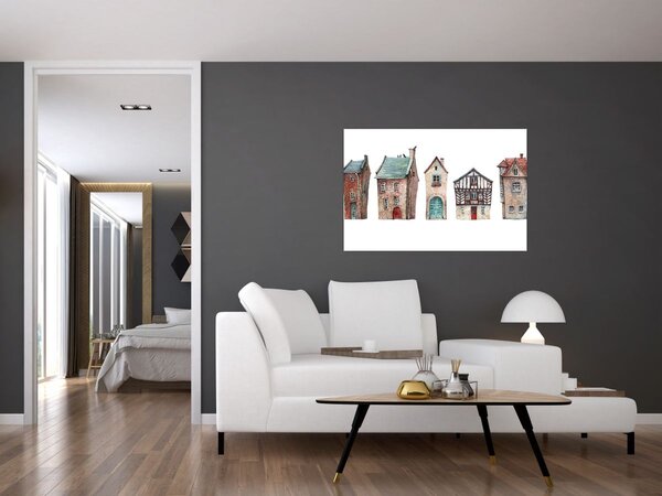 Kép - Akvarell házak (90x60 cm)