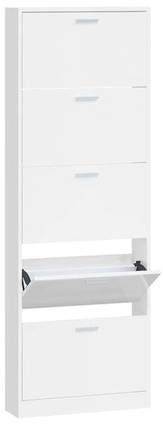Modern Cipőszekrény - 5 Fiók - Fehér - 169 cm