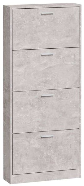 VidaXL Cipőtartó Szekrény - Beton Szürke - 4 Fiók - 59x17x150 cm