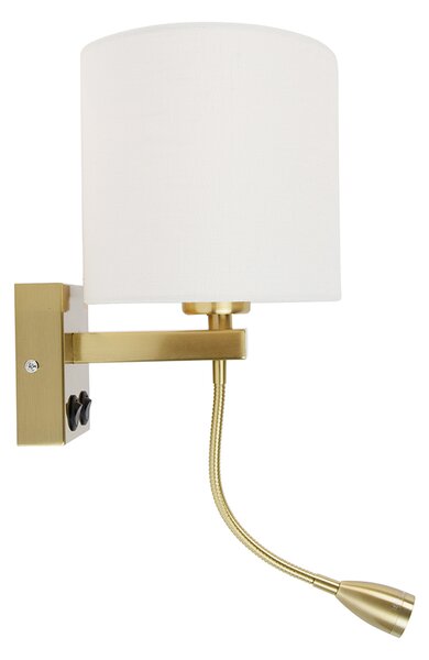 Fali lámpa sárgaréz ovális fehér lenvászon búrával 25 cm - Brescia Combi