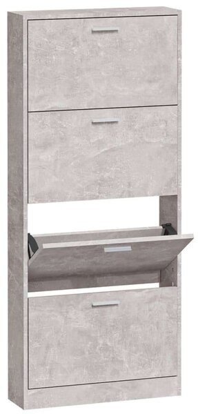 VidaXL Cipőtartó Szekrény - Beton Szürke - 4 Fiók - 59x17x150 cm