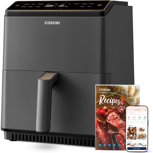 COSORI XXL Dual Blaze Air fryer Forrólevegős sütő 6.4L Szürke