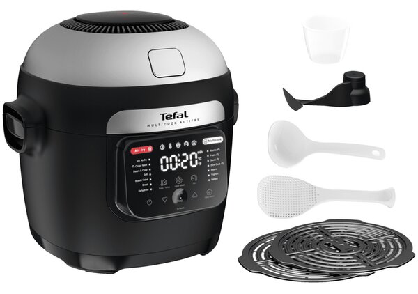 Tefal Multicook Actifry MY741CF0 elektromos főzőedény 6 L 1334 W Fekete, Rozsdamentes acél