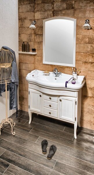 Sapho Sapho, RETRO tükör tükör fa keretben 650x910mm, antik fehér, 1685