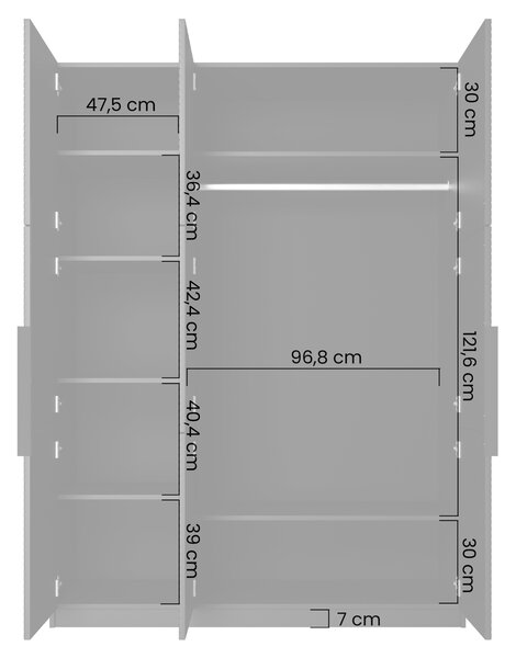 Asha gardróbszekrény 150 cm - kasmír / kasmír fogantyúk