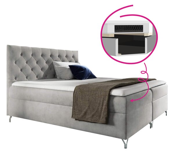 KONDELA Boxspring ágy, 120x200, világosszürke Velvet szövet, GULIETTE + ajándék