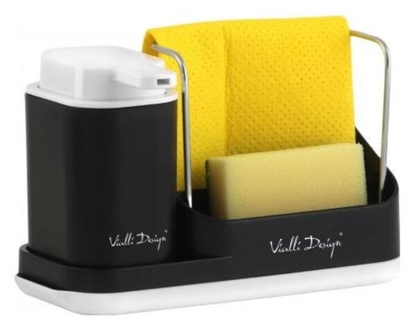 Vialli Design Livio Duo Konyhai rendszerező folyadékadagolóval - Fekete/Fehér