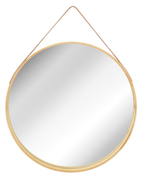 Tutumi - Kerek tükör fa keretben szalaghoz 50 cm, világosbarna, HOM-09012
