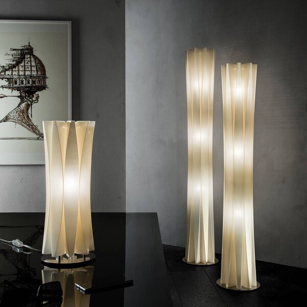 Slamp Bach állólámpa, 184 cm magas, arany színű, dimmelhető, Sárgaréz / arany, Nappali / Étkező, Műanyag, Dizájn