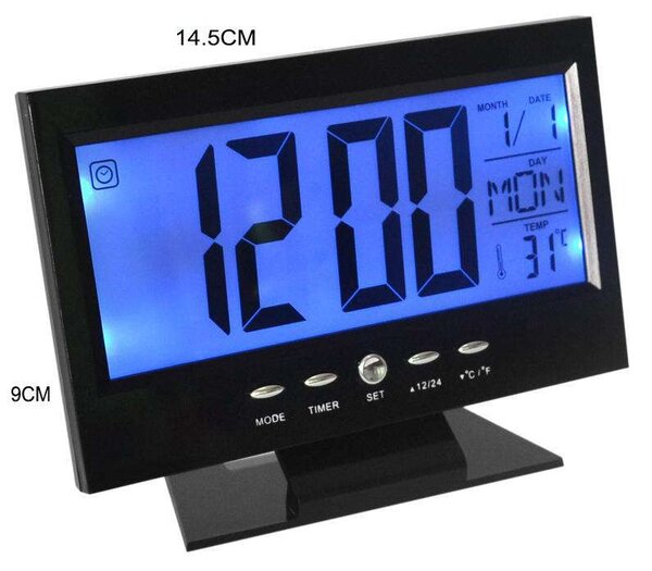 MAXI LCD kijelzővel Digitális óra és hangvezérléssel, hőmérő funk