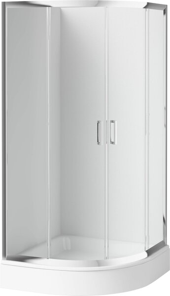 Deante Funkia, negyed kerek zuhanykabin tolóajtóval 80x80 cm, magasság 185 cm, 5 mm átlátszó üveg, króm profil, KYP_052K
