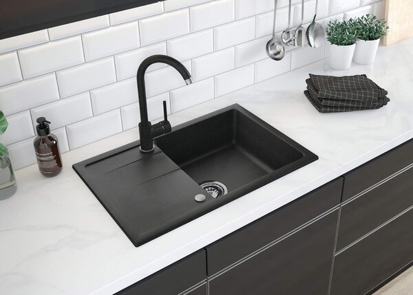Deante Leda, gránit munkalap 670x440x164 mm Z / O, 3,5 "+ szifon, 1 kamrás, grafit, ZRD_2113