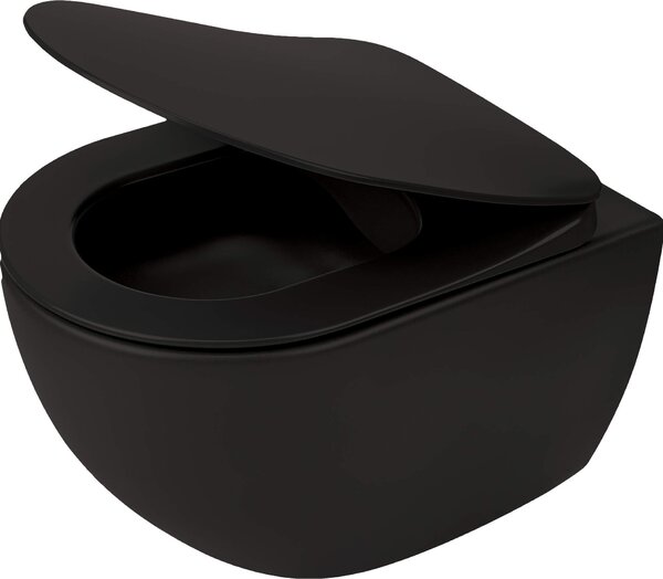 Deante Peonia Zero, falra akasztható WC csésze RimFree, 51 x 36 cm, fekete, CDE_NZPW
