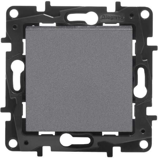 LEGRAND NILOE STEP 863401B EGYPÓLUSÚ EGYSZERES KAPCSOLÓ, ACÉL SZÍNŰ