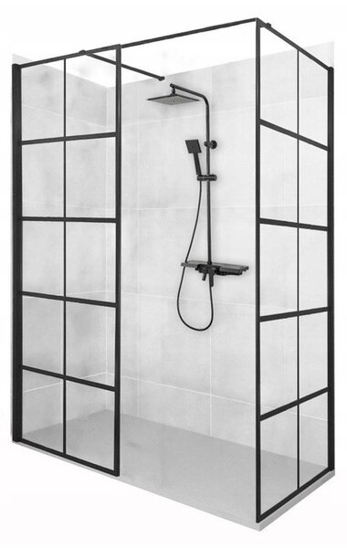 Rea - Bler1 zuhanykabin 90x90cm, 8mm átlátszó üveg, fekete profil, KOMPL-1BL99