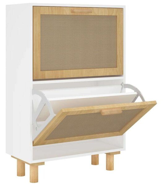 Rattan Cipőszekrény - Fehér - 52x25x80 cm