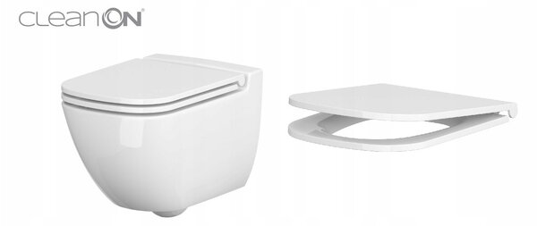 Cersanit Caspia, függő WC csésze + antibakteriális hőre keményedő ülőke SET 741, fehér, K701-103