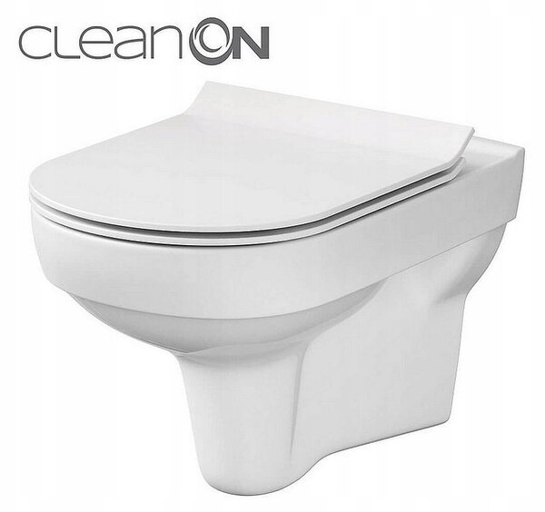 Cersanit City CleanOn, akasztós tál + antibakteriális WC-ülőke hőre keményedő, fehér, K701-143