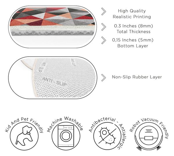 Piros-szürke mosható kerek szőnyeg ø 80 cm Ignite – Mila Home