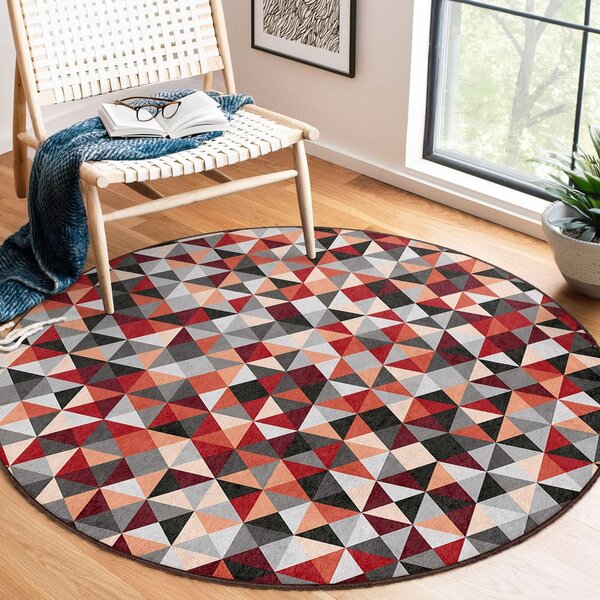 Piros-szürke mosható kerek szőnyeg ø 80 cm Ignite – Mila Home