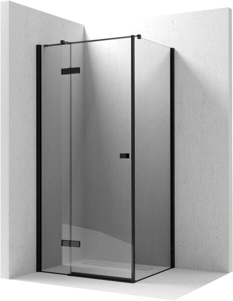 Deante Arnika, téglalap alakú zuhanykabin 100 (ajtó) x 80 (fal) cm, magasság 200 cm, 6mm átlátszó üveg EasyClean-nel, fekete profil, KQA_046P