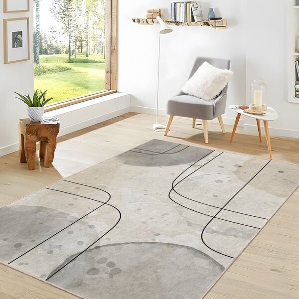 Szürke-krémszínű mosható szőnyeg 120x180 cm Simple Lines – Mila Home
