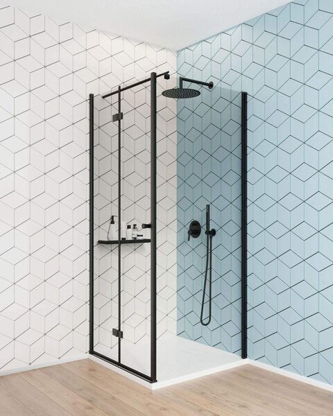 Deante Kerria Plus, Walk-in zuhany paraván 90cm, magasság 200cm, 6mm átlátszó üveg ActiveCoverrel, fekete profil, KTS_N39P