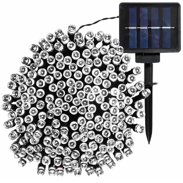 20 méteres 100db LED napelemes kerti fényfüzér - hidegfehér