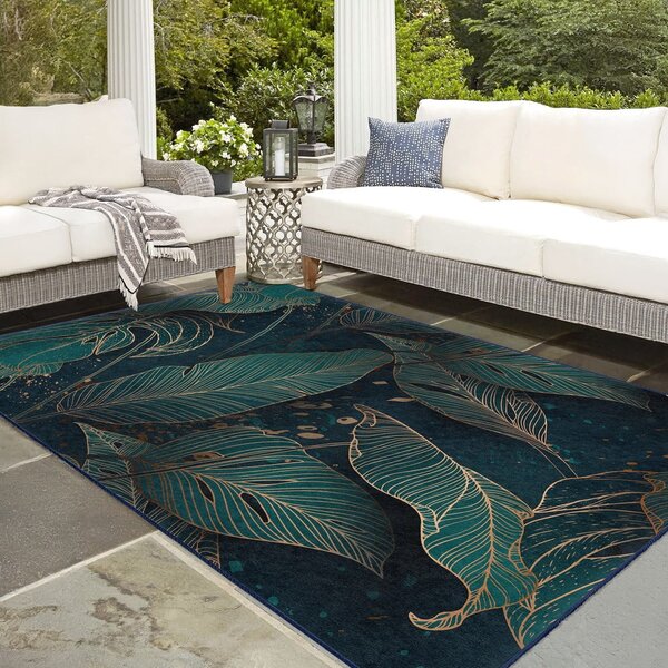 Petróleum színű mosható szőnyeg 80x150 cm Midnight Jungle – Mila Home