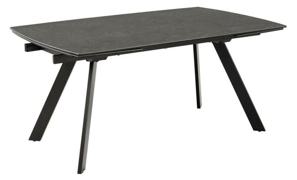 Asztal Oakland 891, Fekete, 75x97x160cm, Hosszabbíthatóság, Kerámia, Edzett üveg, Fém