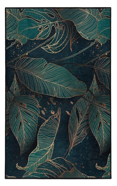 Petróleum színű mosható szőnyeg 80x150 cm Midnight Jungle – Mila Home