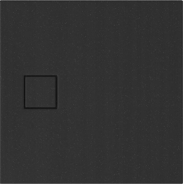 Cersanit Tako Slim, négyzet alakú akril zuhanytálca 80x80x4 cm + fekete szifon, fekete, S932-165