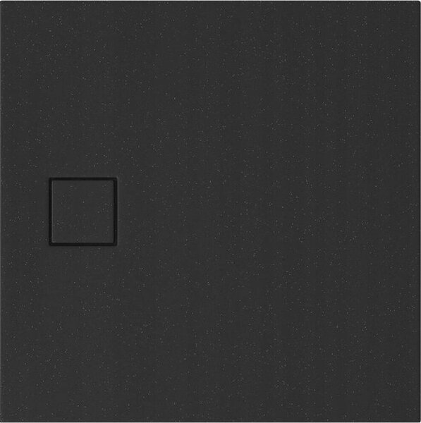 Cersanit Tako Slim, négyzet alakú akril zuhanytálca 90x90x4 cm + fekete szifon, fekete, S932-166