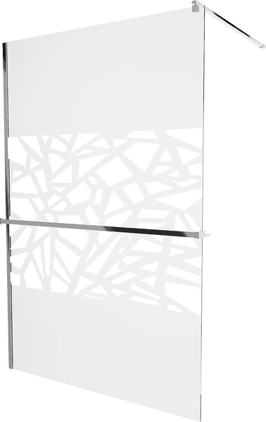 Mexen Kioto +, zuhanyparaván polccal és törölközőtartóval 100 x 200 cm, 8mm átlátszó üvegmintás fehér, króm profil, 800-100-121-01-85