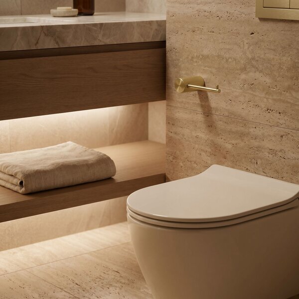 Falra szerelhető wc papír tartó 64105 SOLO Brush Gold