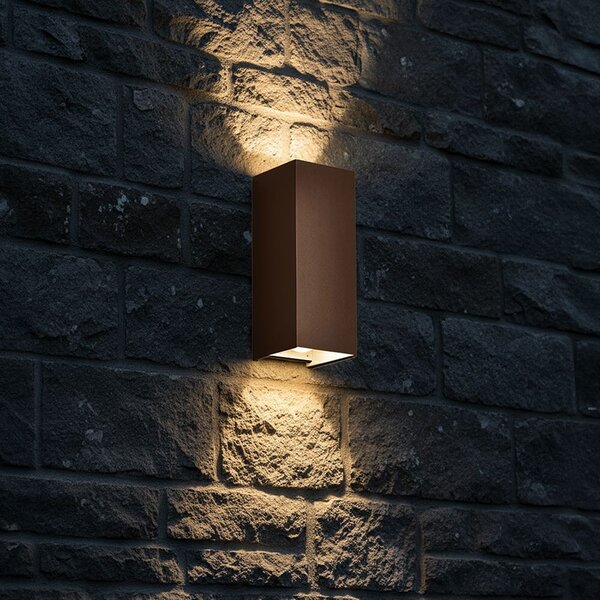 V-TAC kültéri, kétirányú szögletes 10W corten barna fali LED lámpa, CCT - SKU 24347