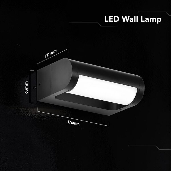 V-TAC CREE SMD LED kültéri, forgatható 10W fali lámpa, fekete házzal, meleg fehér - SKU 243436