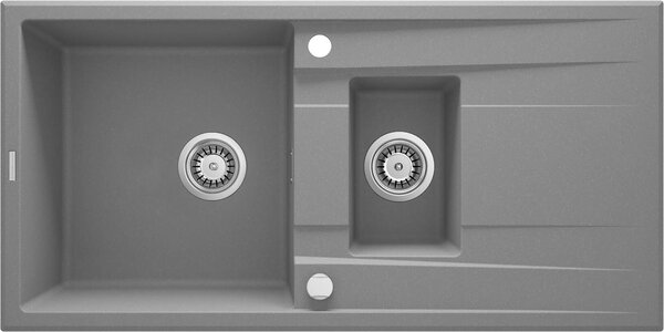 Deante Eridan, gránit munkalap 1000x500x208 mm Z / O, 3,5 "+ helytakarékos szifon, 1,5 kamrás, szürke, ZQE_S513