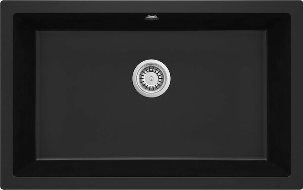Deante Corda, gránit mosogató pult alatt 800x500x204 mm, 3,5"+ helytakarékos szifon, 1kamrás, fekete, ZQA_N10D