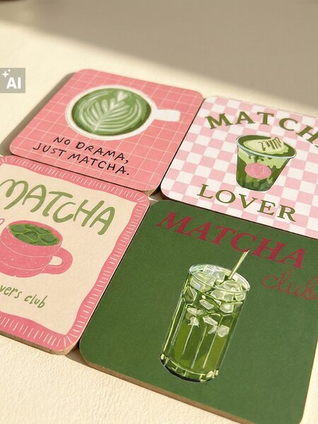 Sinsay - Matcha mintájú poháralátét 4 db-os szett - zöld