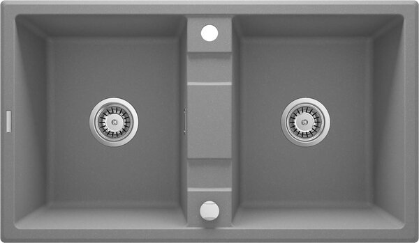 Deante Eridan, gránit munkalap 860x500x220 mm B / O, 3,5 "+ helytakarékos szifon, 2-kamrás, szürke, ZQE_S203