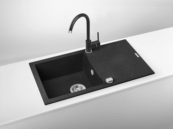 Deante Evora, gránit munkalap 780x440x193 mm Z / O, 3,5"+ helytakarékos szifon, 1kamrás, grafit, ZQJ_2113