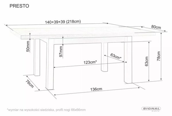 Presto Kihúzható Étkezőasztal Laminált Kasmír-Tölgy