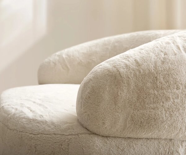 DELIFE Lounge fotel Nova 88x88 cm plüss krémfehér