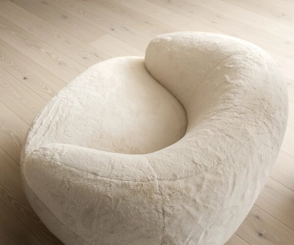 DELIFE Lounge fotel Nova 88x88 cm plüss krémfehér