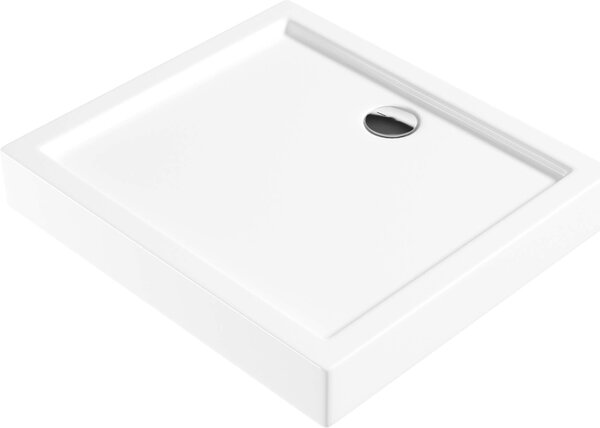 Deante Jasmin, négyzet alakú akril tálca 90x80x14 cm, mélység 3 cm, fehér, KGJ_049B