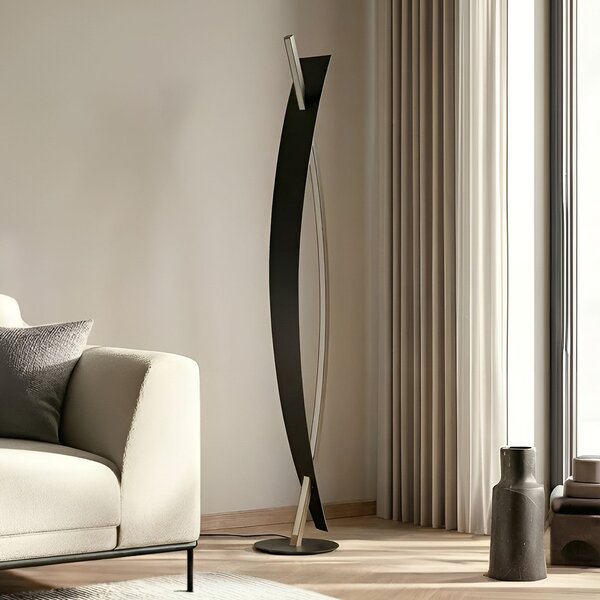 Állólámpa Lucande, Marija, dimmable, Fekete, Nappali, Fém, Modern