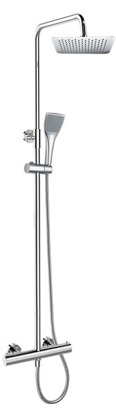 Mereo, termosztátos fali zuhanycsaptelep tömlővel, kézi és lapos négyzetes zuhany vékony 200x200mm, króm, MER-CB60104TSD