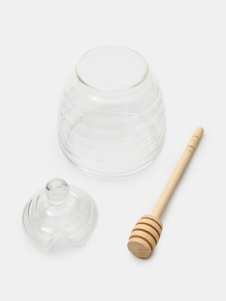 Sinsay - Bordázott méztartó mézcsorgatóval 2 pack - clear