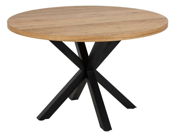 Asztal Oakland 871, Vad tölgy, Fekete, 76.4cm, Természetes fa furnér, Közepes sűrűségű farostlemez, Fém